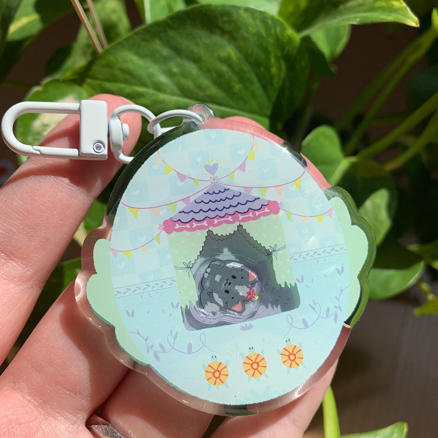 Llavero perro caseta gris | Tamagotchi shaker