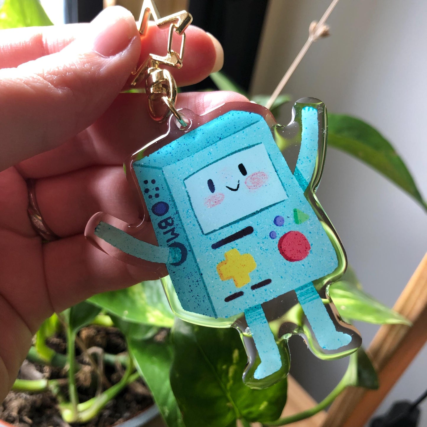 BMO Adventure Time Keyring | Hora de Aventuras llavero acrilico | Fanart Llavero colgante regalo llaves mochila Keychain