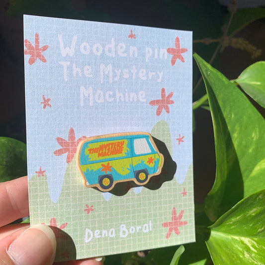 Pin de Madera The Mistery Machine | Furgoneta Scooby Años 90 Dibujos animados | Wooden Pin Badge