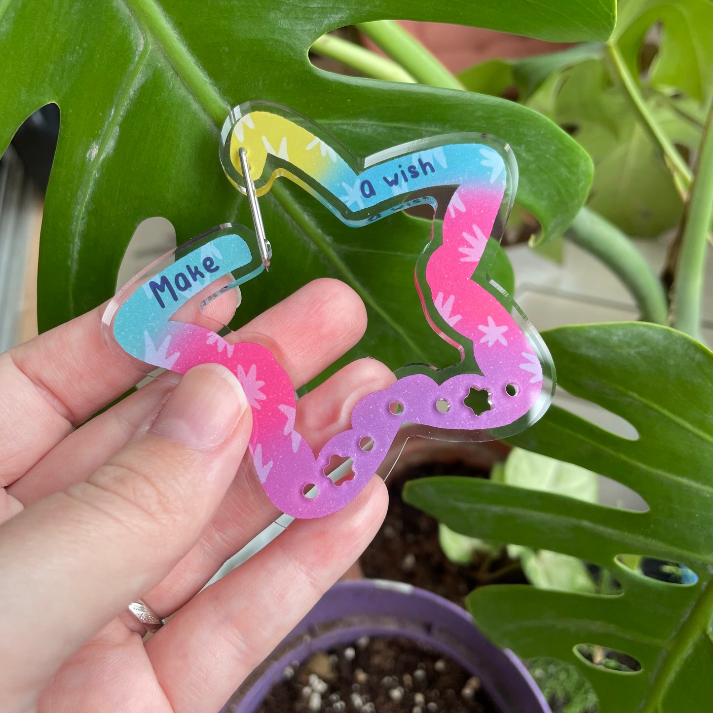 Carabiner estrella "Make a Wish" | Llavero tipo mosquetón
