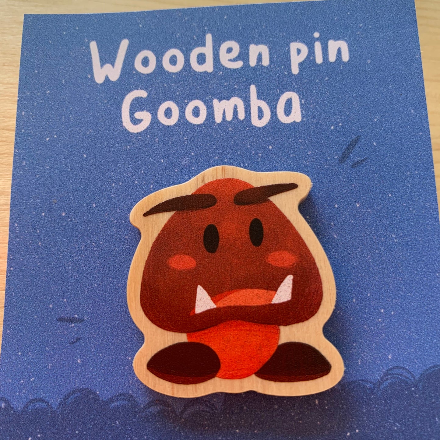 Pin de madera natural, Goomba Super Mario Bros, Nintendo Switch