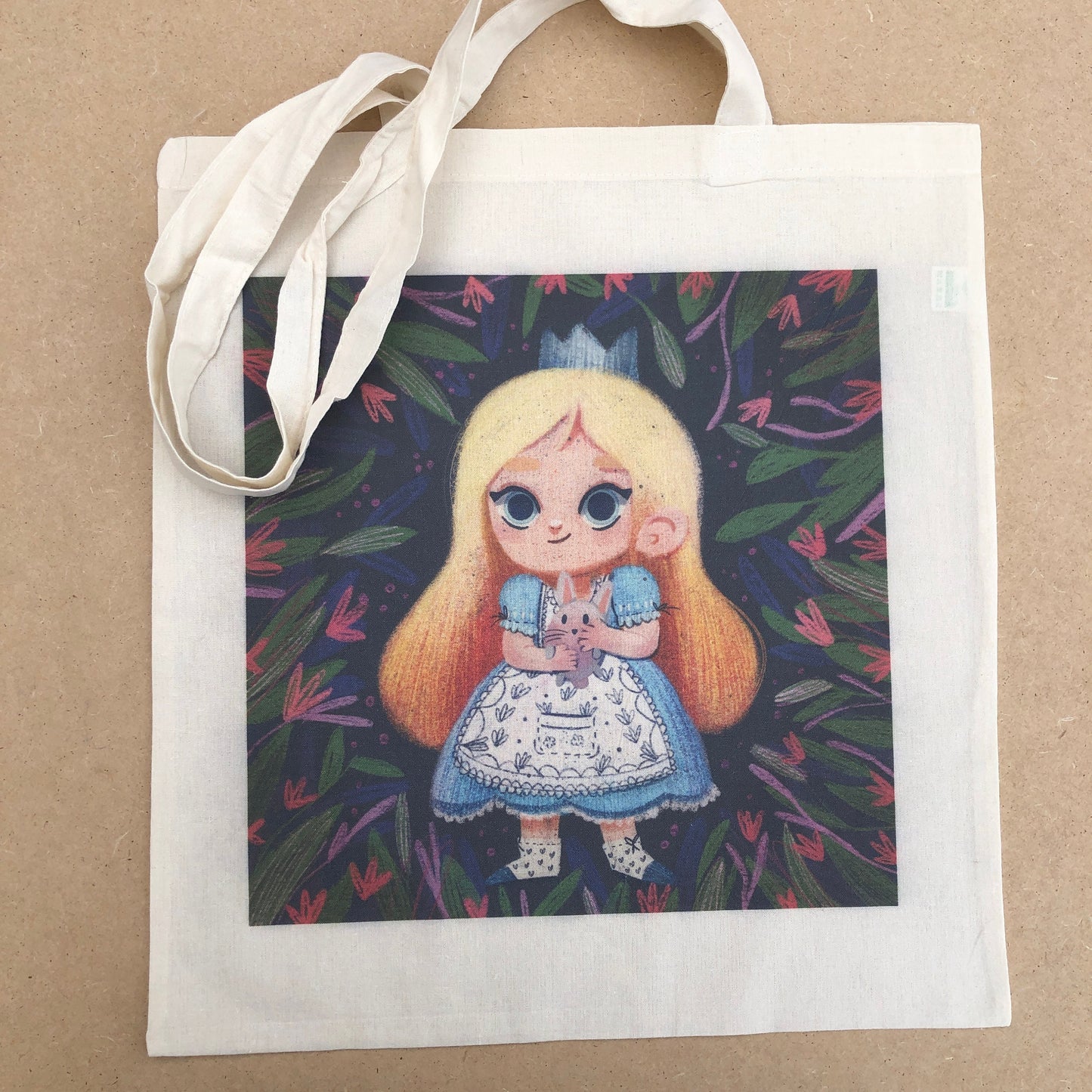 Tote Bag Alicia | Totebag Fanart Alicia en el Pais de las Maravillas | Alice in Wonderland Fan Art 100% Cotton 40x40cm 16x16inch