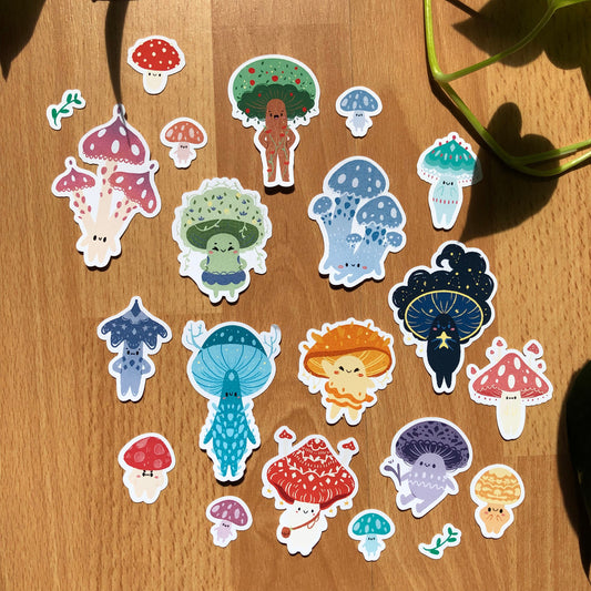 Pack de Pegatinas Champiñones, Pegatinas Otoñales Halloween Mushrooms Setas