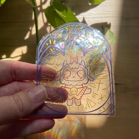 Cult of The Lamb Suncatcher, Pegatina atrapasol reutilizable para ventana