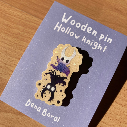 Pin de Madera Hollow Knight: Wooden Pin Inspired Videogame, Original Regalo Eco Friendly Madera Natural