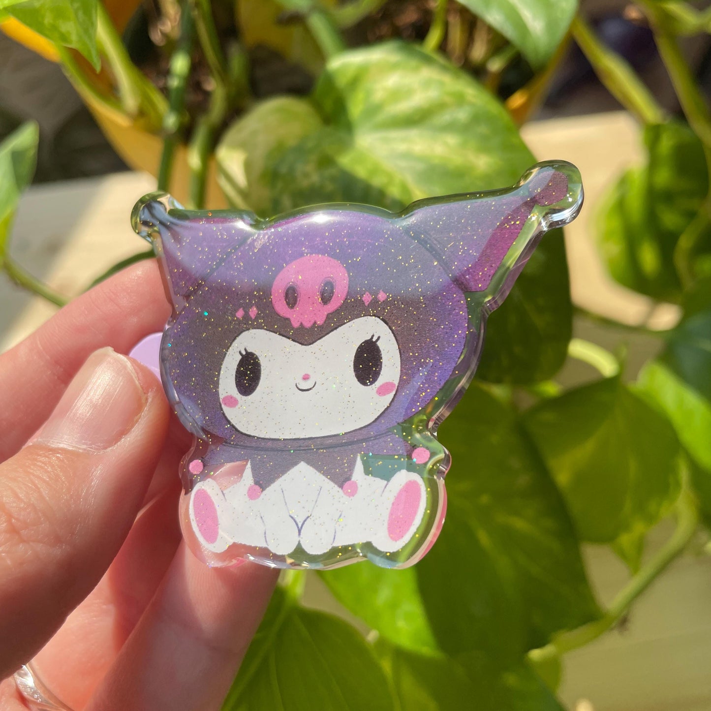 Pinza para el pelo inspirada en Kuromi: pasador, horquilla, diseño brillante con glitter