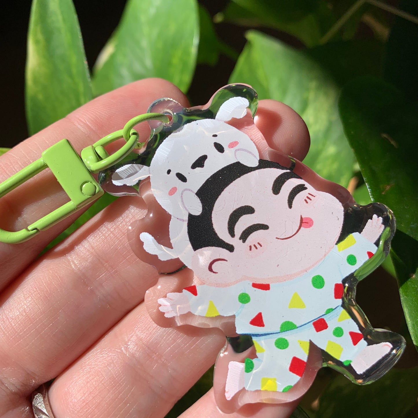 Shin-Chan Keyring | Llavero acrilico epoxy | Colgante regalo llaves mochila | Shin-Chan y Nevado