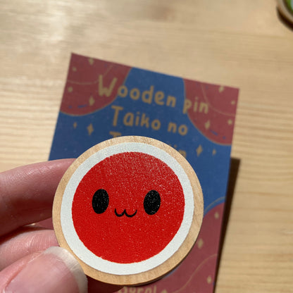 Pin de Madera Taiko No Tatsujin | Drum Wooden Pin Inspired Tambor | Pin Original Regalo Eco Friendly Madera Natural