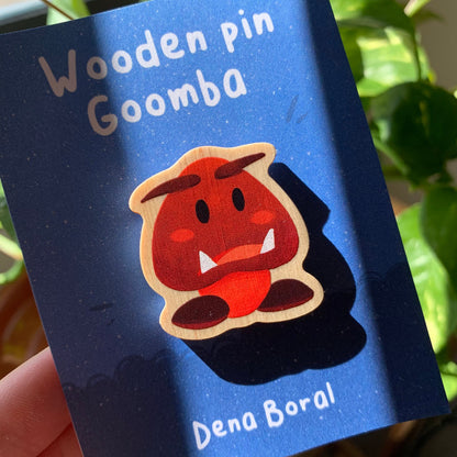 Pin de madera natural, Goomba Super Mario Bros, Nintendo Switch