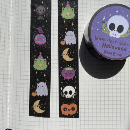 Washi Tape Spooky Monstruos Ilustrado: Cinta Decorativa Retro y Kawaii de la colección "Halloween"