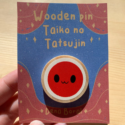 Pin de Madera Taiko No Tatsujin | Drum Wooden Pin Inspired Tambor | Pin Original Regalo Eco Friendly Madera Natural