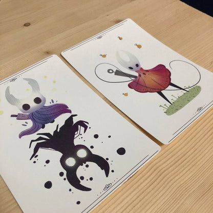 Pack 2 Prints Hollow Knight: Fanart de Videojuego, Ilustración Doble