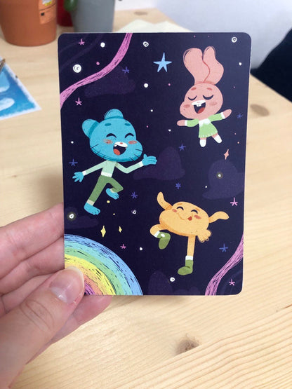 Postal Gumbal: Ilustración Original Tamaño A6 Mini Print  El asombroso Mundo de Gumball