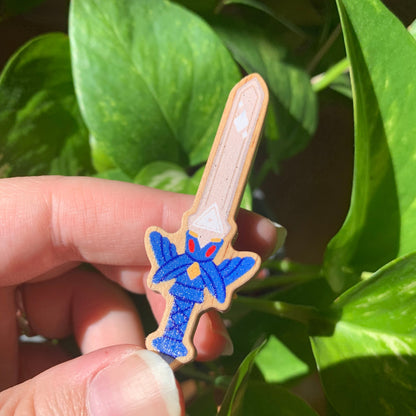 Pin de Madera Zelda Espada | Zelda Master Sword Natural Wooden Pin Badge | ECO Friendly Pine Wood