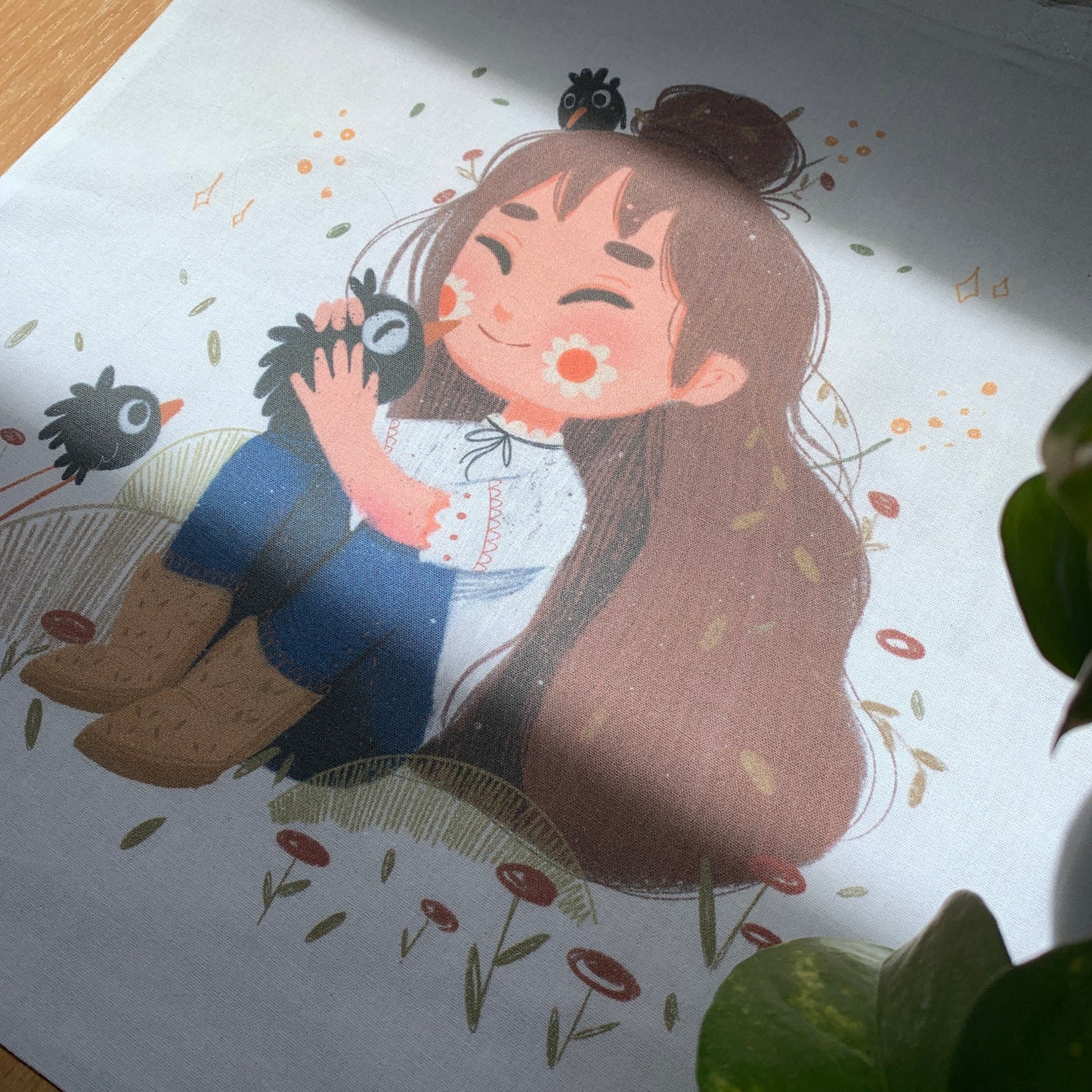 Tote Bag Birds | Bolsa Tela Ilustración Original Dena Boral | 100% Algodón 40x40cm 16x16inch