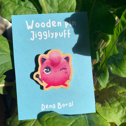 Pin de Madera Jigglypuf-poke | Jigglypuf-poke Wooden Pin Badge