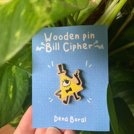Bill Cipher Gravity Falls Pin de Madera Natural