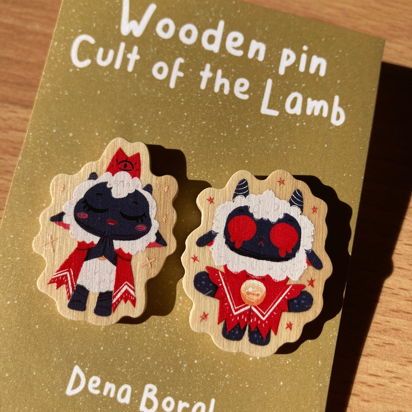 Pin de Madera Cult of the Lamb Pack de 2 | Wooden Pin Inspired | Pin Original Regalo Eco Friendly Madera Natural