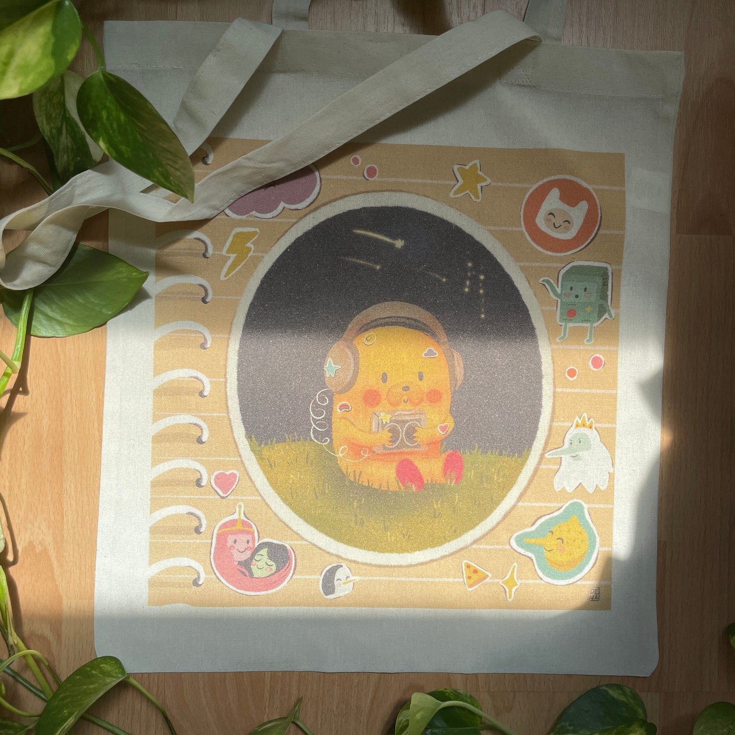 Tote Bag Jake | Bolsa Tela Hora de Aventuras | Adventure time Fan Art 100% Algodón 40x40cm 16x16inch