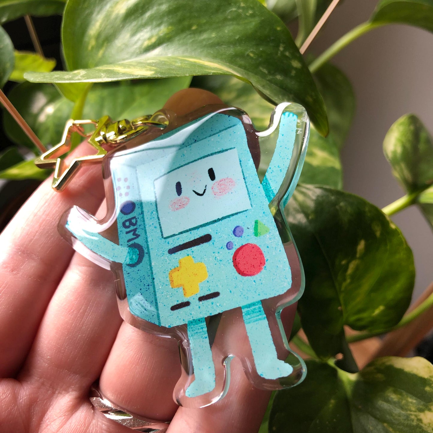 BMO Adventure Time Keyring | Hora de Aventuras llavero acrilico | Fanart Llavero colgante regalo llaves mochila Keychain