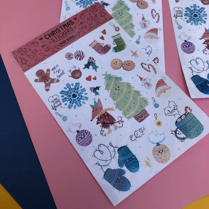 Pegatinas Navidad Christmas | Hoja de pegatinas stickers decoración | Pack de pegatinas precortadas