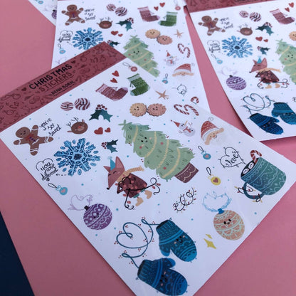 Pegatinas Navidad Christmas | Hoja de pegatinas stickers decoración | Pack de pegatinas precortadas