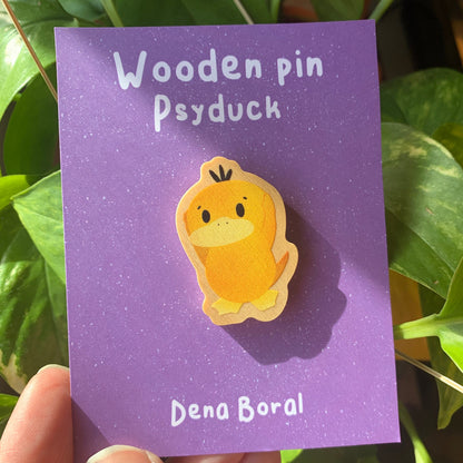 Pin de Madera Psyduck-poke |Psyduck  Wooden Pin Badge | Psyduck