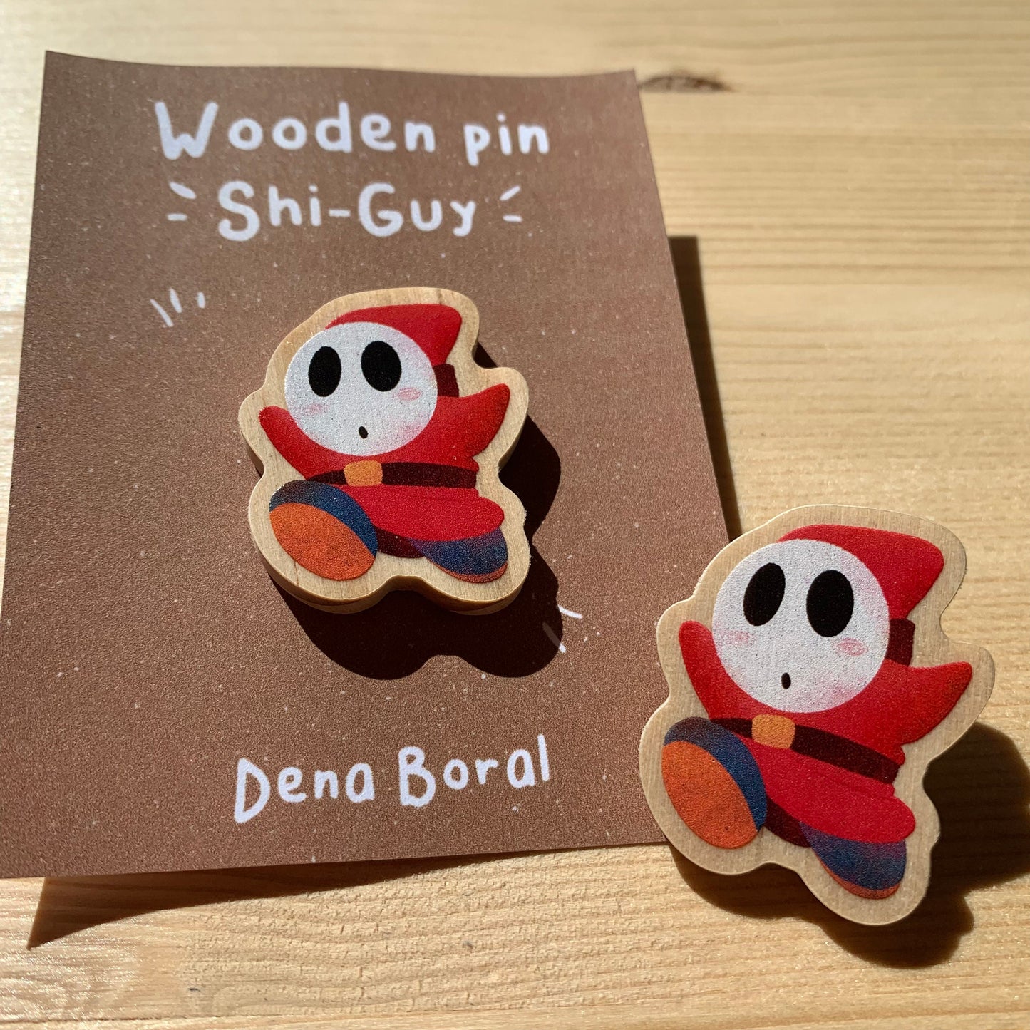 Pin de madera natural, Shi-Guy Super Mario Bros, Nintendo Switch