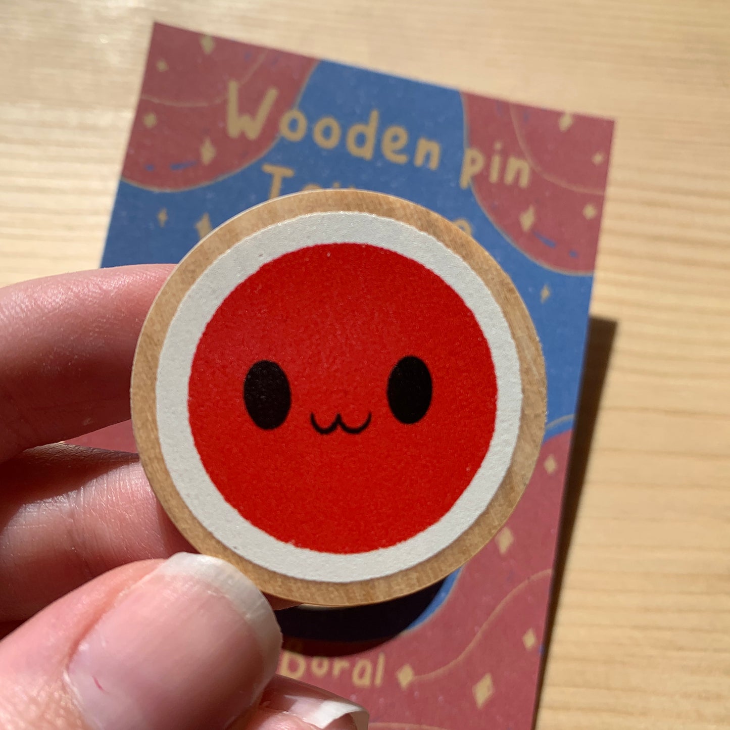 Pin de Madera Taiko No Tatsujin | Drum Wooden Pin Inspired Tambor | Pin Original Regalo Eco Friendly Madera Natural