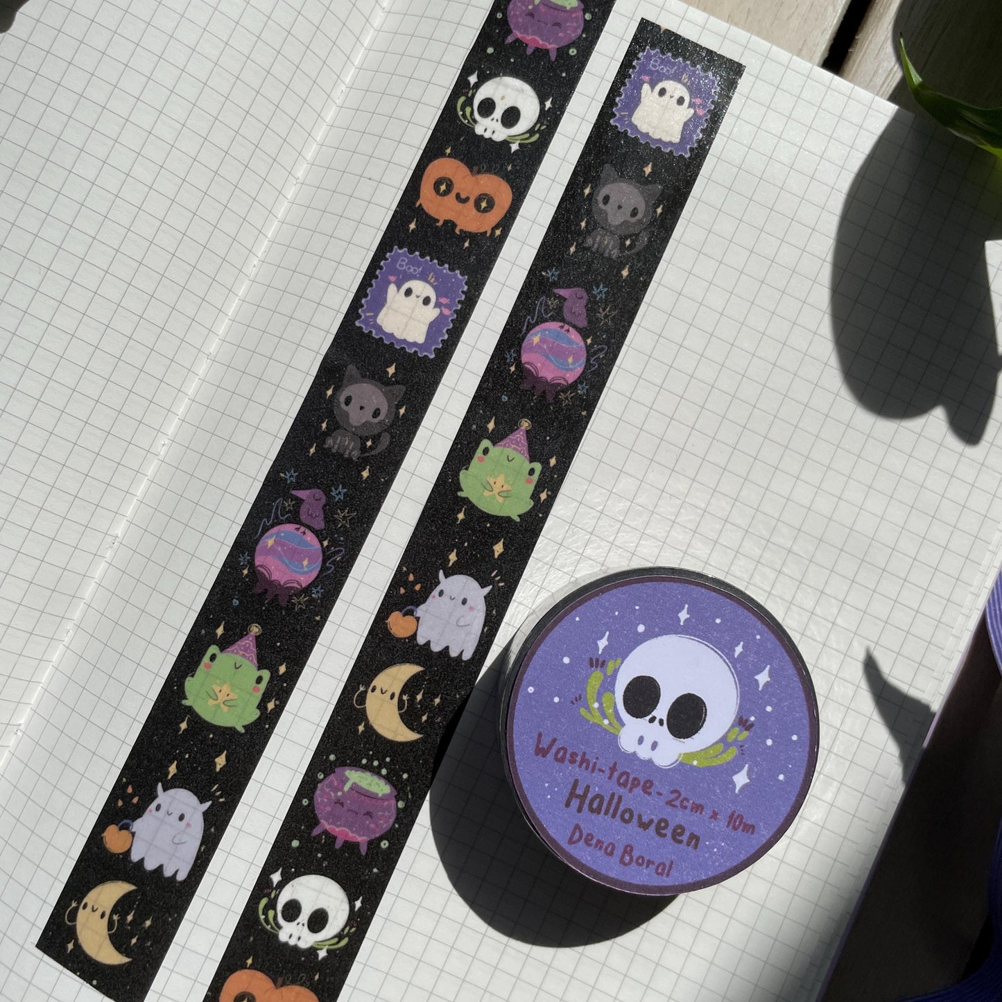 Washi Tape Spooky Monstruos Ilustrado: Cinta Decorativa Retro y Kawaii de la colección "Halloween"