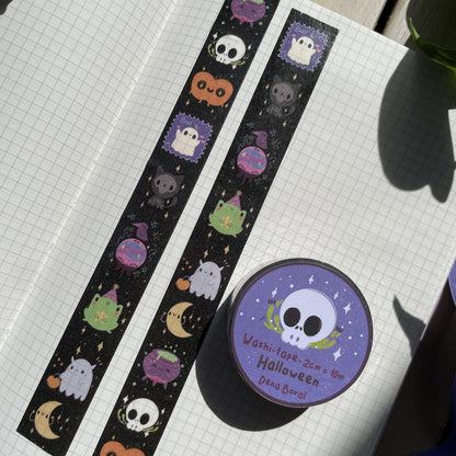 Washi Tape Spooky Monstruos Ilustrado: Cinta Decorativa Retro y Kawaii de la colección "Halloween"