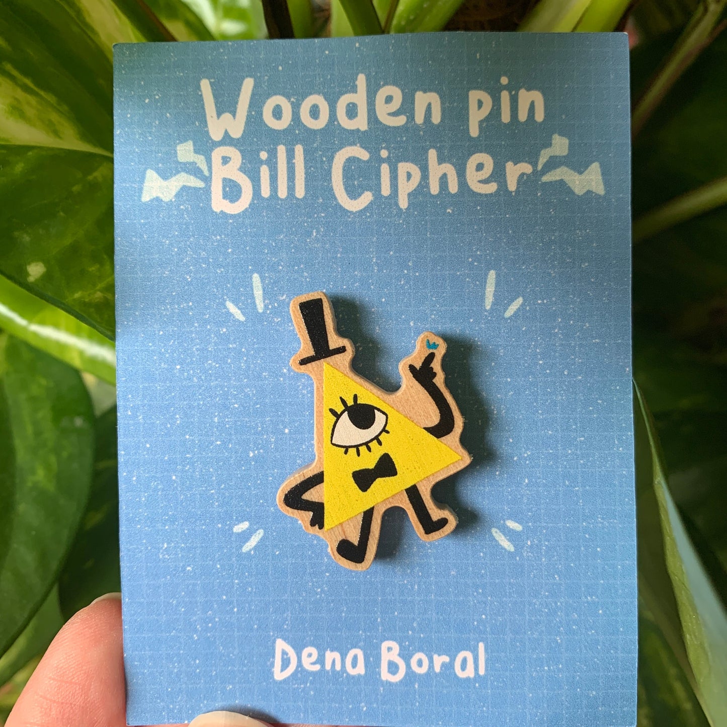 Bill Cipher Gravity Falls Pin de Madera Natural