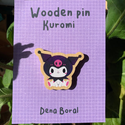 Kuromi | Kuromi Wooden Pin Badge | Kuromi