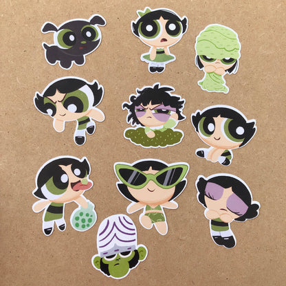 Pack Pegatinas Cactus Las Supernenas | Buttercup The Powerpuff Girls Stickers Pack | Cartoon Network Fanart | Las Chicas Superpoderosas