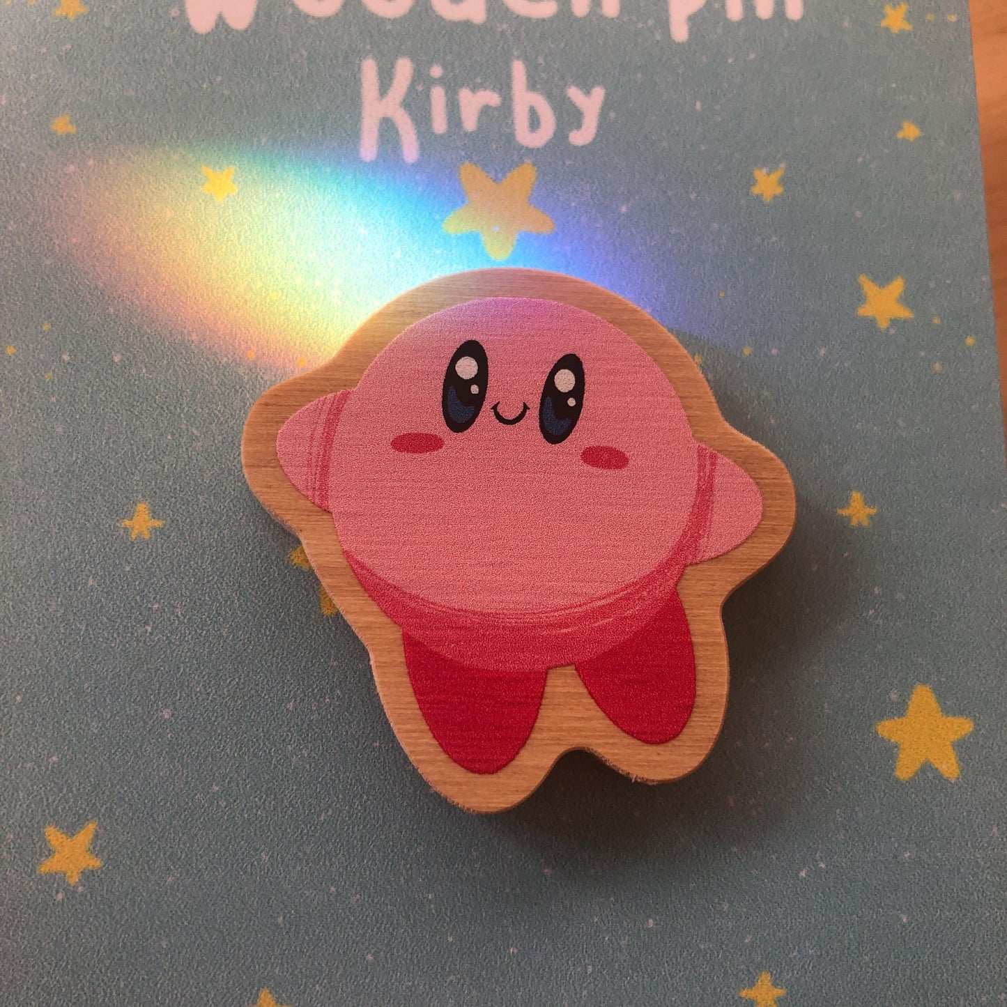 Pin de Madera Kirby | Wooden Pin Inspired Kirby | Pin Original Regalo Eco Friendly Madera Natural