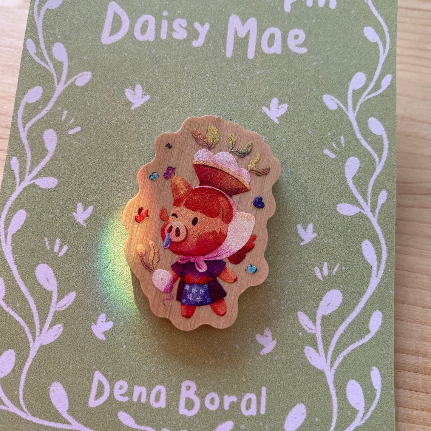 Pin de madera natural, Juliana Animal Crossing New Horizons, Nintendo Switch Daisy Mae