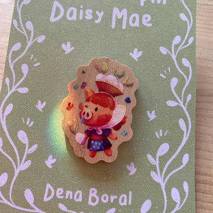 Pin de madera natural, Juliana Animal Crossing New Horizons, Nintendo Switch Daisy Mae