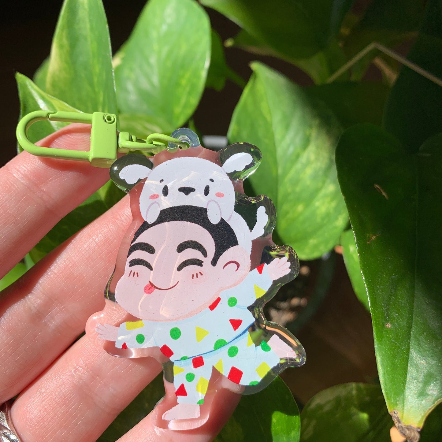 Shin-Chan Keyring | Llavero acrilico epoxy | Colgante regalo llaves mochila | Shin-Chan y Nevado