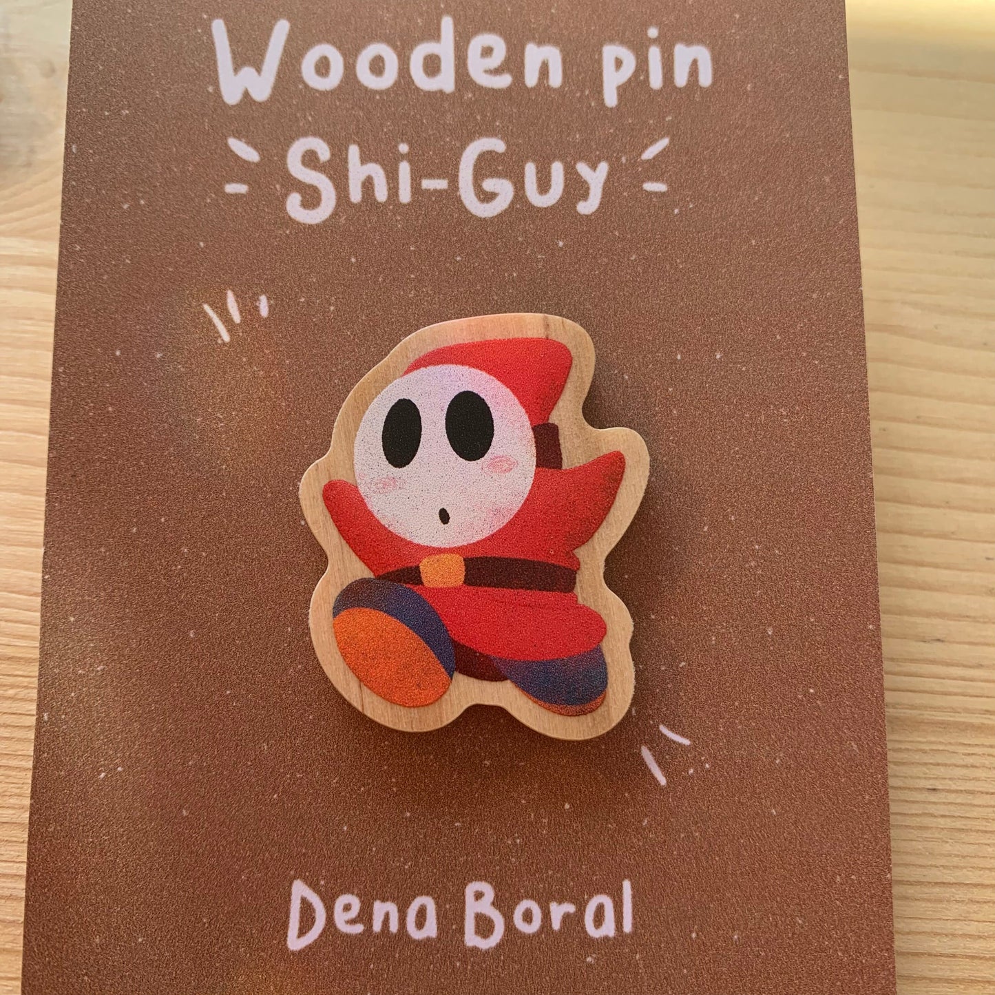 Pin de madera natural, Shi-Guy Super Mario Bros, Nintendo Switch