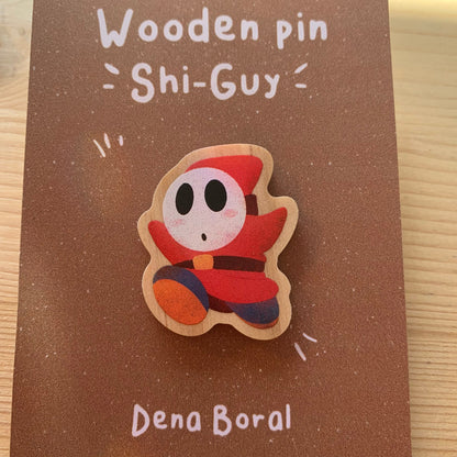Pin de madera natural, Shi-Guy Super Mario Bros, Nintendo Switch