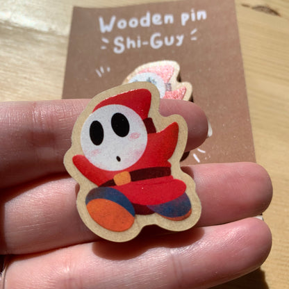 Pin de madera natural, Shi-Guy Super Mario Bros, Nintendo Switch