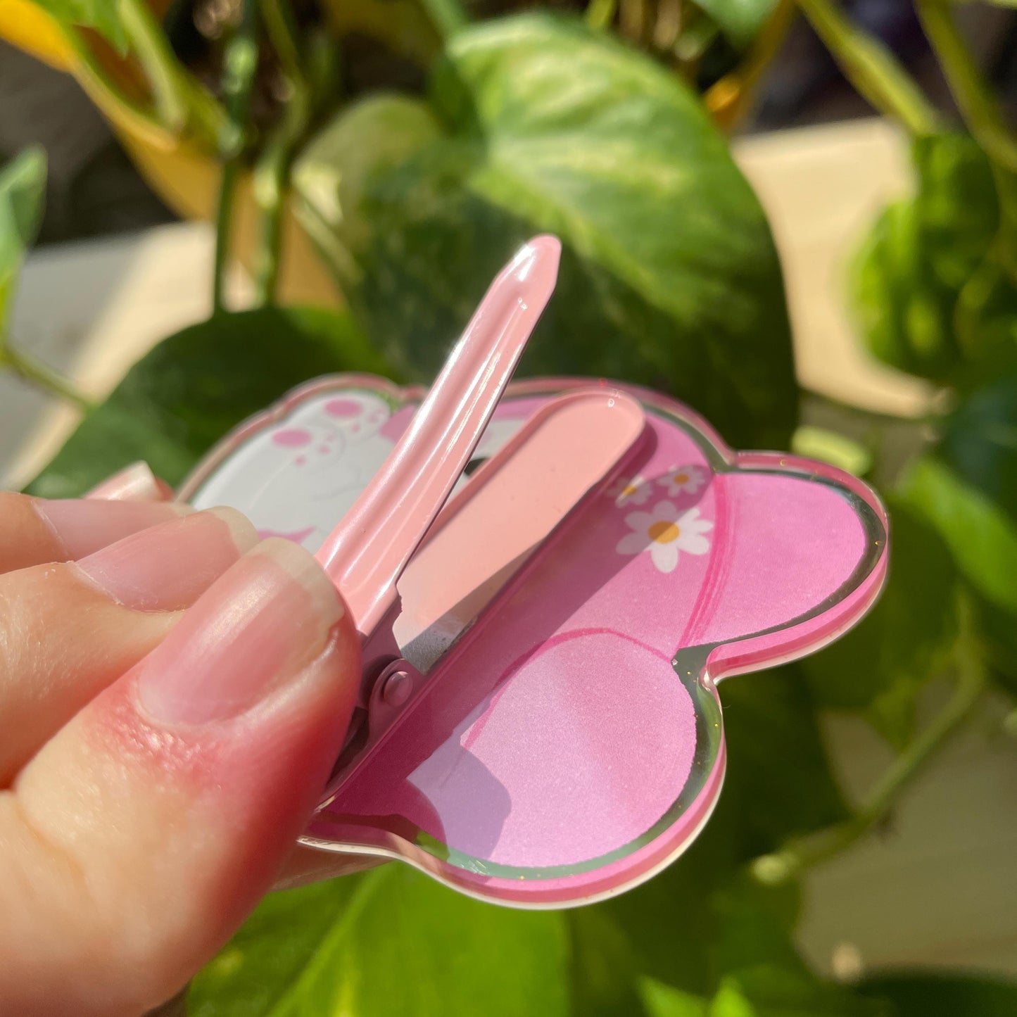 Pinza para el pelo inspirada en My Melody: pasador, horquilla, diseño brillante con glitter