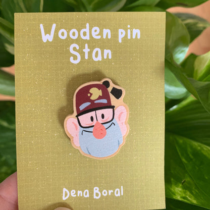Stan Pines Gravity Falls Pin de Madera Natural