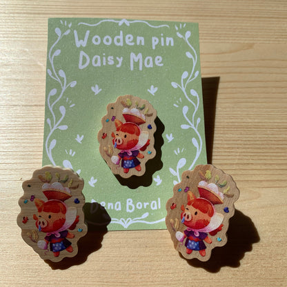 Pin de madera natural, Juliana Animal Crossing New Horizons, Nintendo Switch Daisy Mae