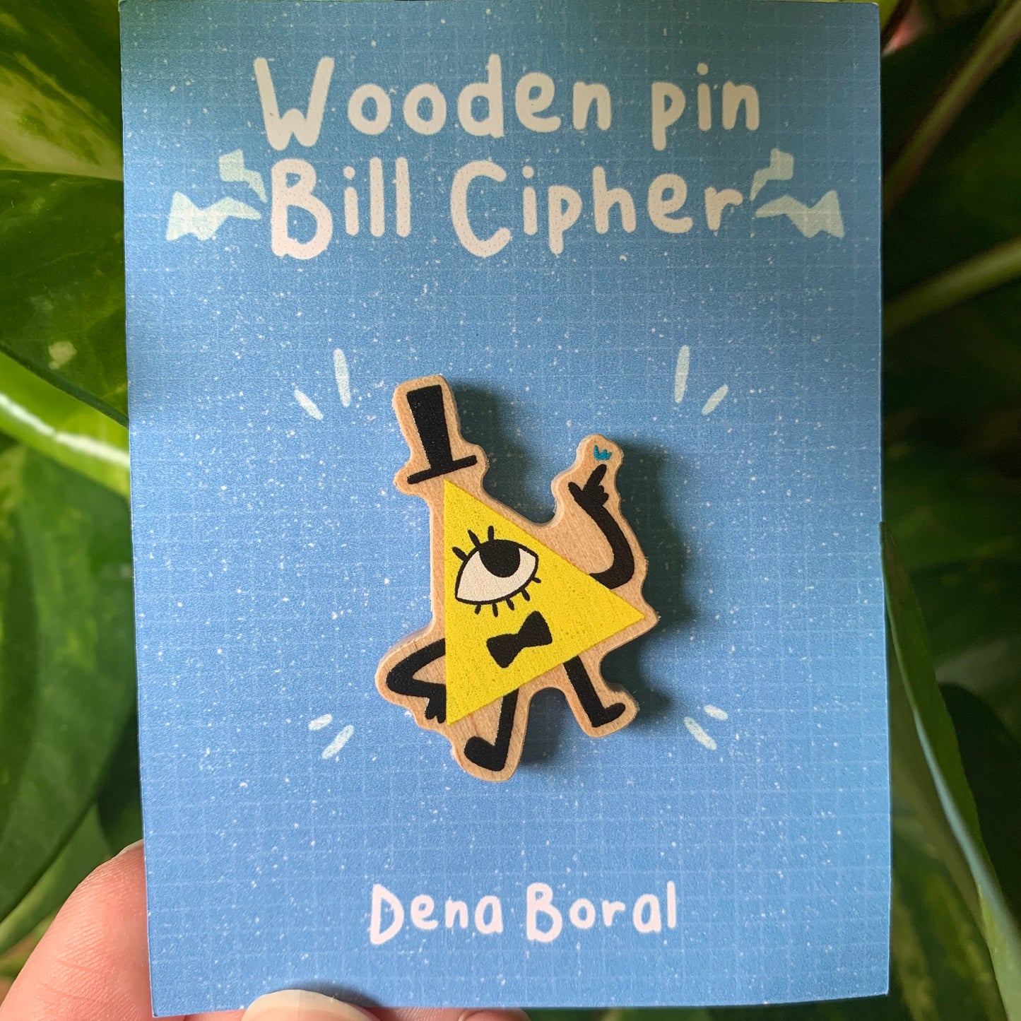 Bill Cipher Gravity Falls Pin de Madera Natural