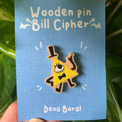 Bill Cipher Gravity Falls Pin de Madera Natural