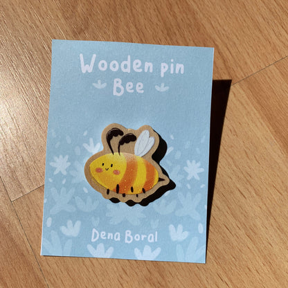 Pin de Madera Abeja | Wooden Pin Arte Original | Pin Regalo Eco Friendly Madera Natural