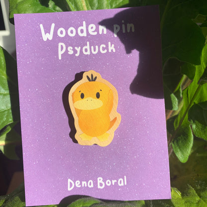 Pin de Madera Psyduck-poke |Psyduck  Wooden Pin Badge | Psyduck