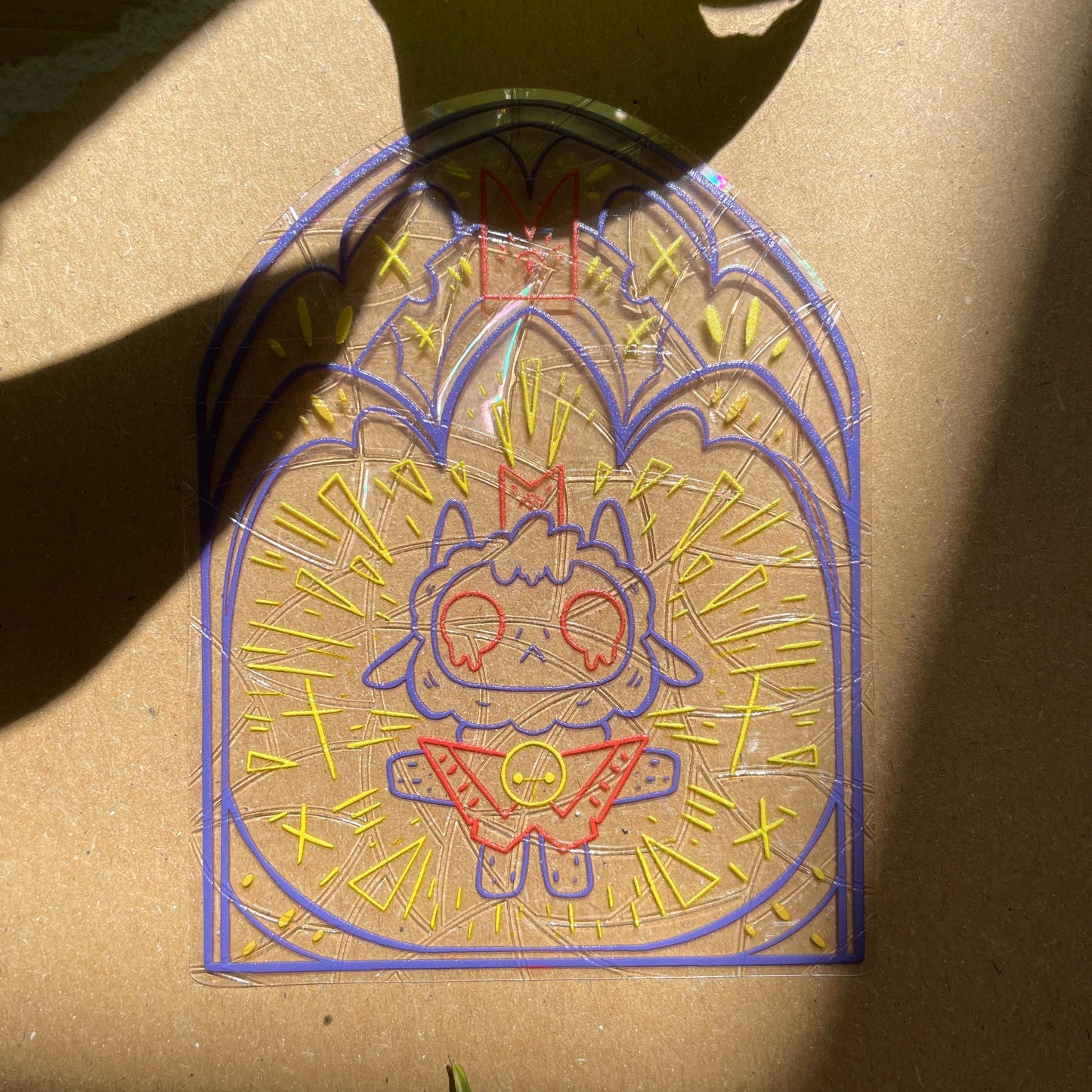 Cult of The Lamb Suncatcher, Pegatina atrapasol reutilizable para ventana