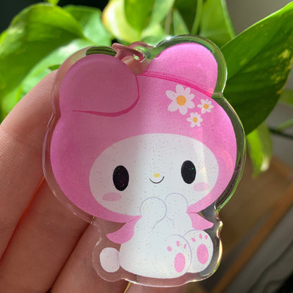 Melody Keyring | Llavero acrilico epoxy con glitter | Colgante regalo llaves mochila